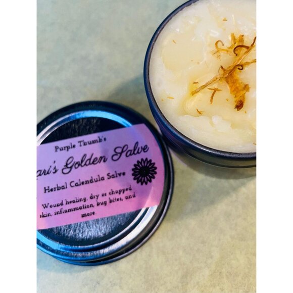 Herbal Calendula Salve (Mari's‎ Golden Salve) 2oz Tin - Picture 5 of 6